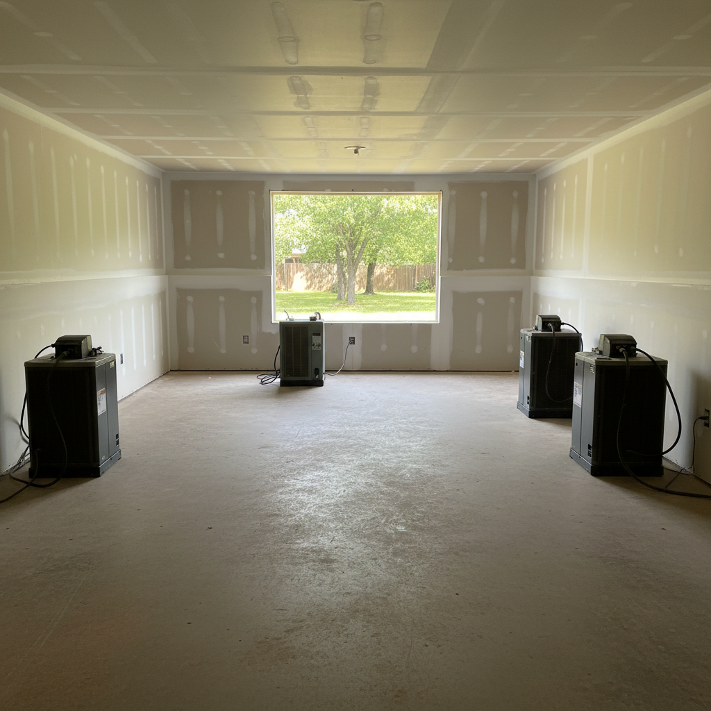 Completed basement water removal work at a residential property in Denison, TX
