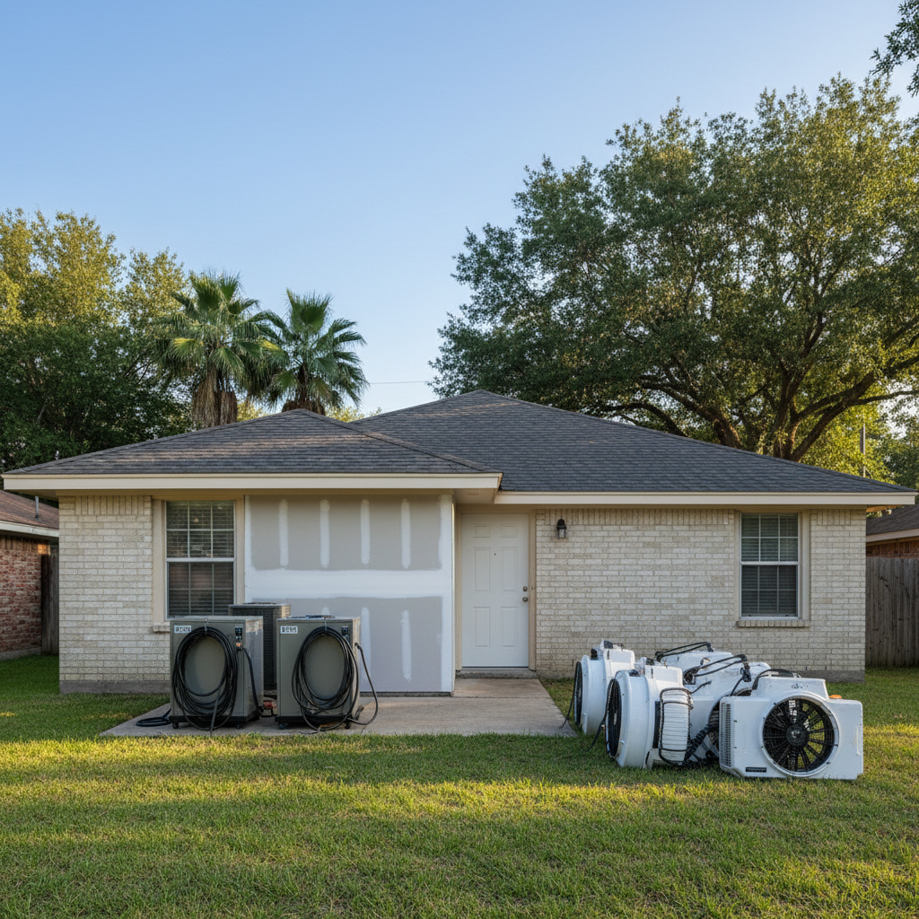 Completed dehumidification services work at a residential property in Fort Worth, TX