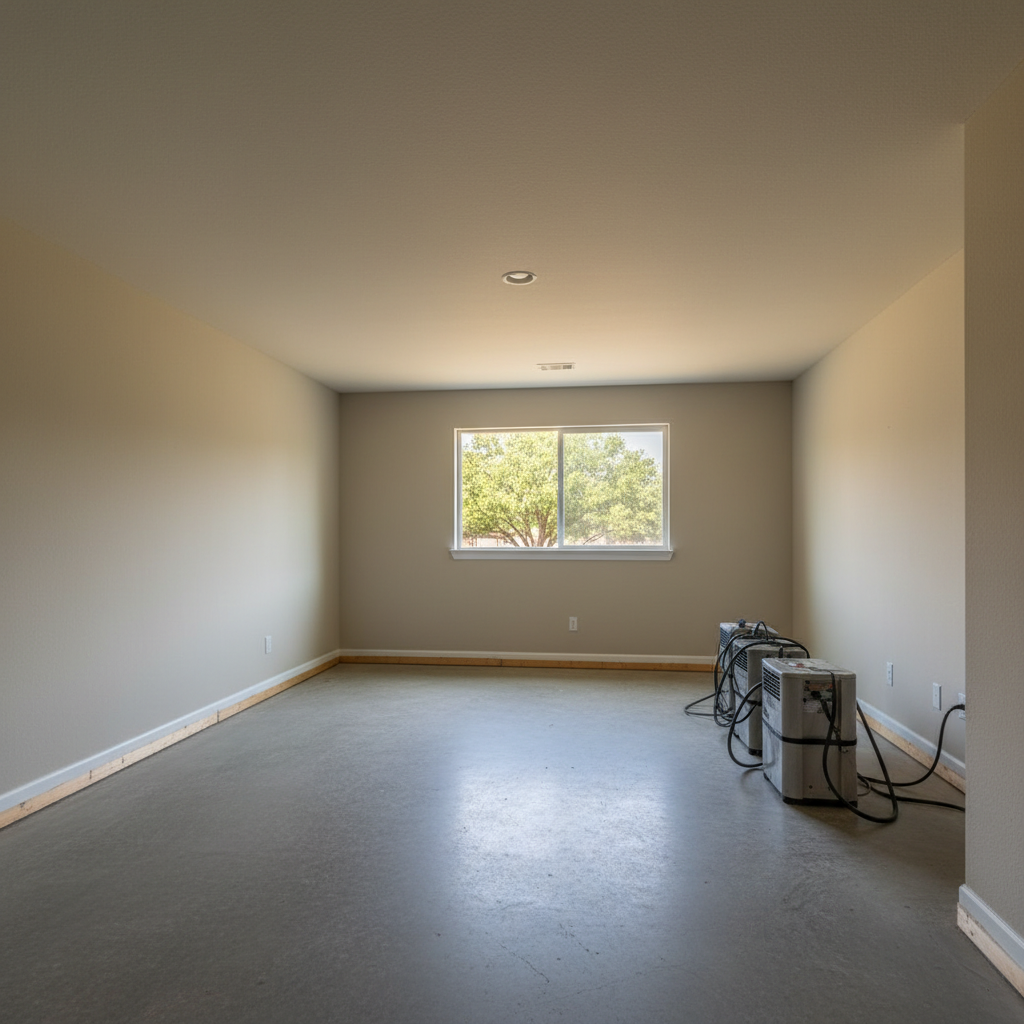 Completed basement water removal work at a residential property in Kennedale, TX