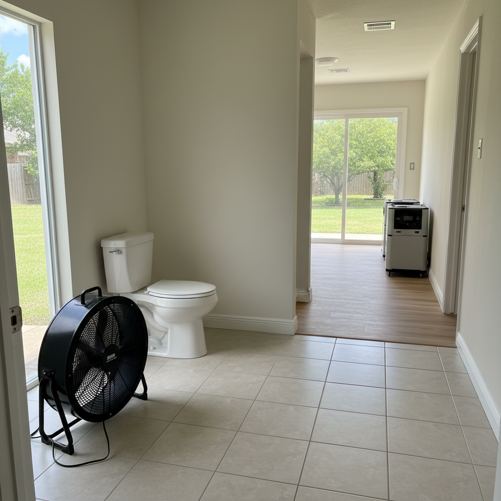 Completed toilet overflow cleanup work at a residential property in Lavon, TX