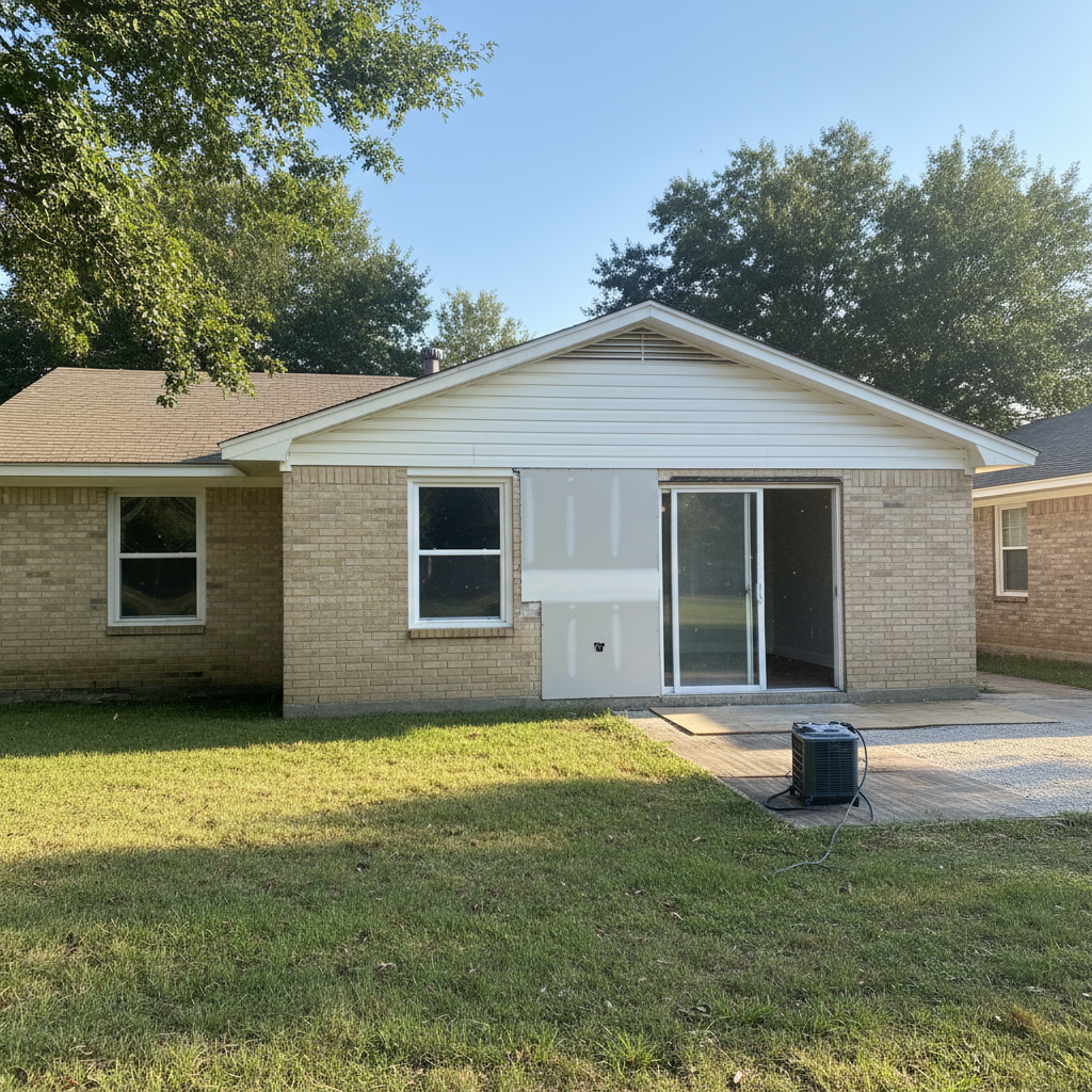 Completed water damage remediation work at a residential property in Saint Hedwig, TX