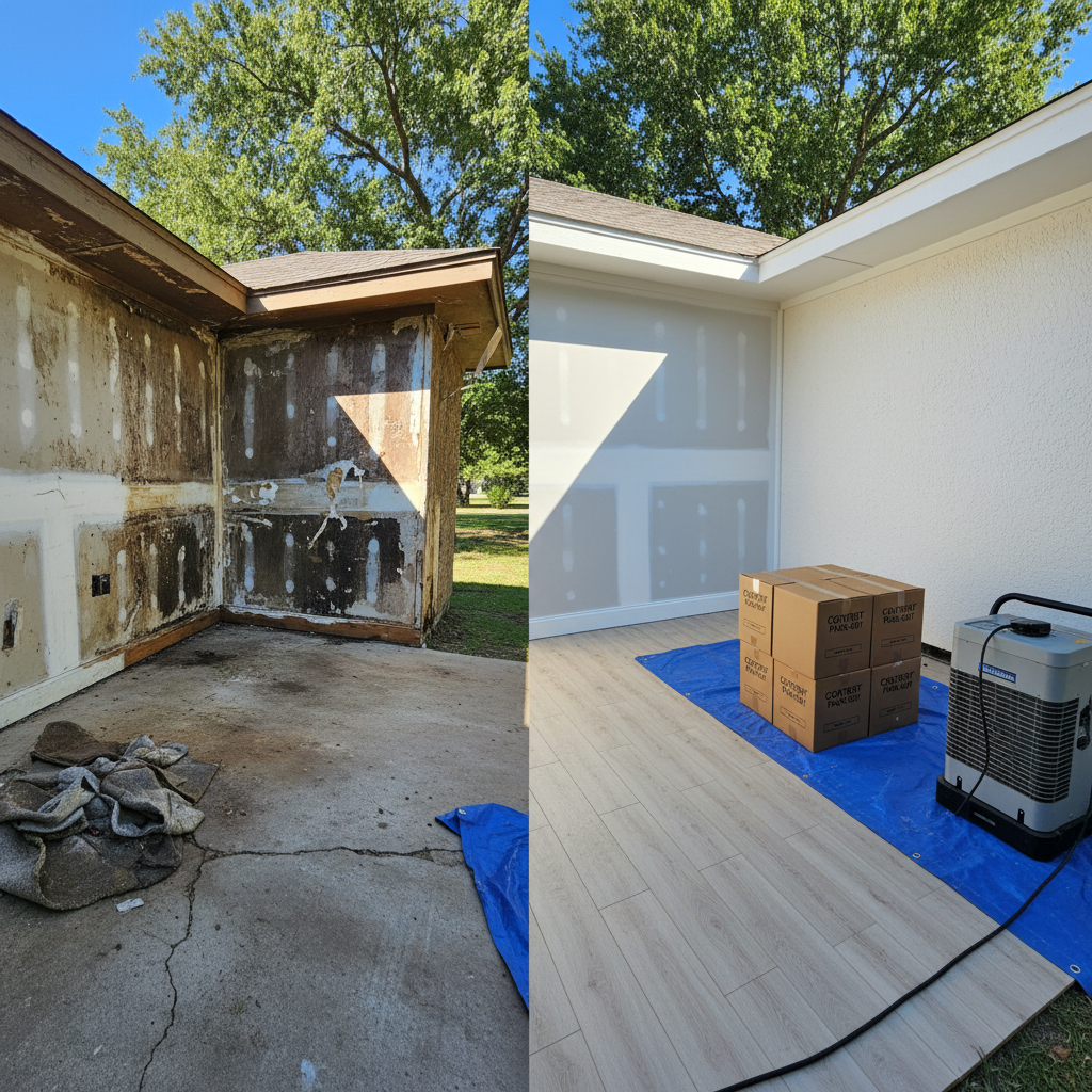 Completed content pack-out and restoration work at a residential property in Seagoville, TX