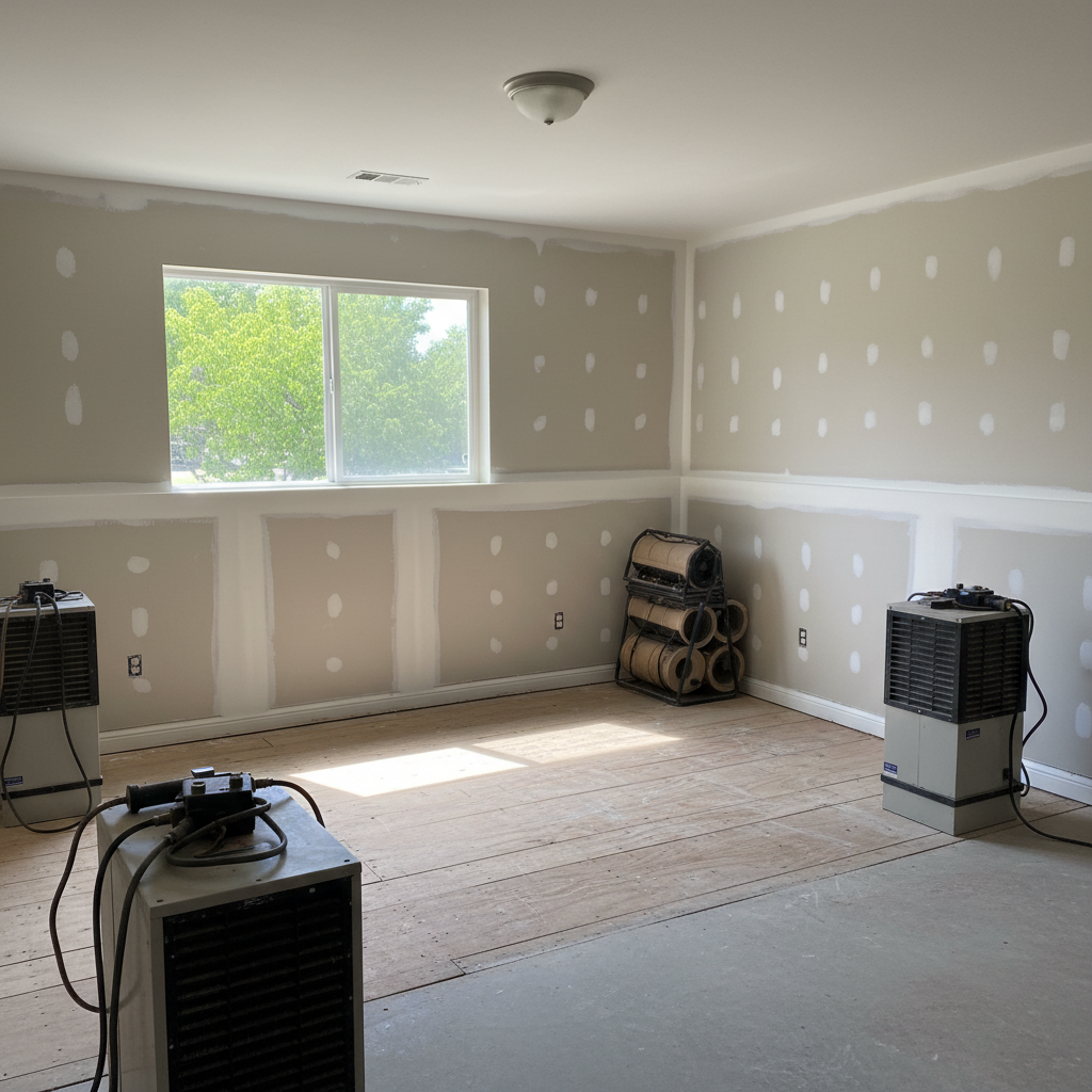 Completed water damage-related mold removal work at a residential property in Southmayd, TX