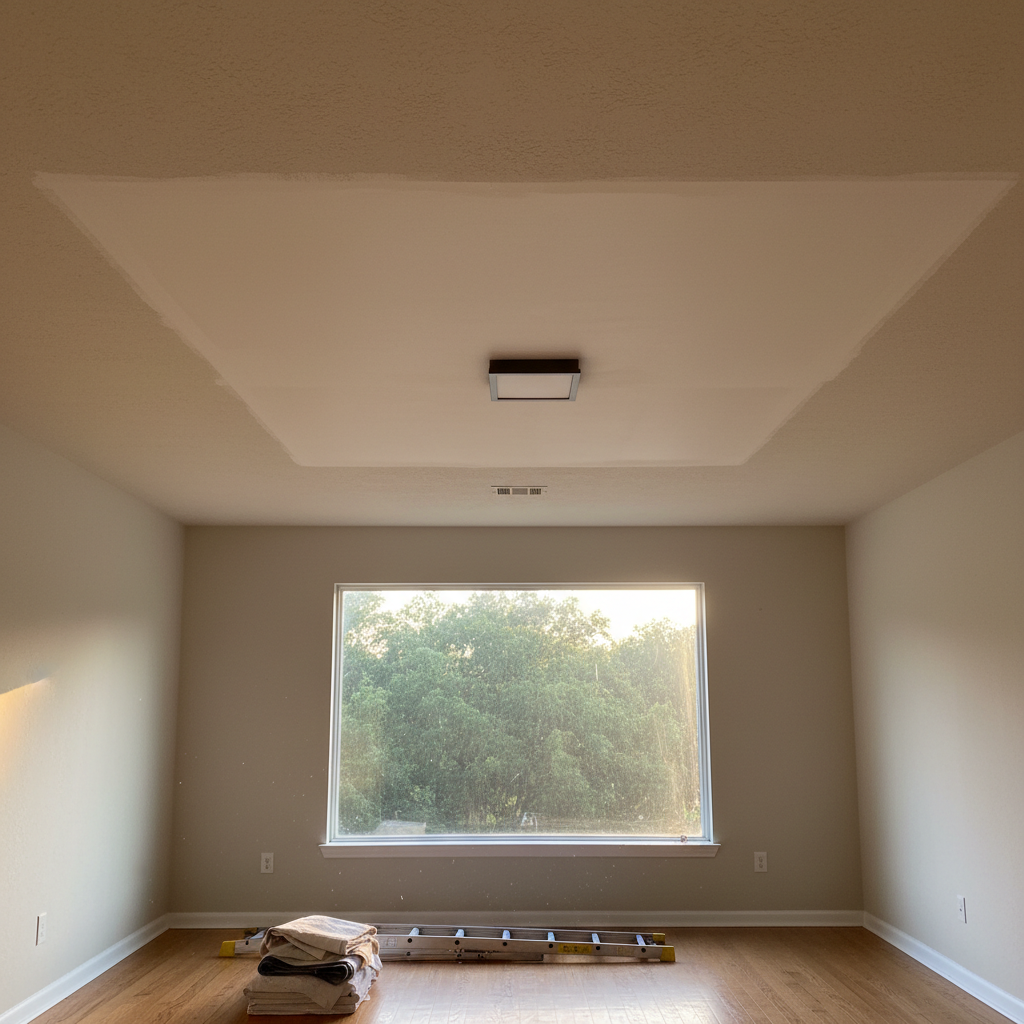 Completed ceiling water damage repair work at a residential property in Whitesboro, TX