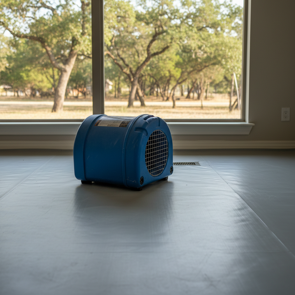 Completed dehumidification services work at a residential property in Wimberley, TX