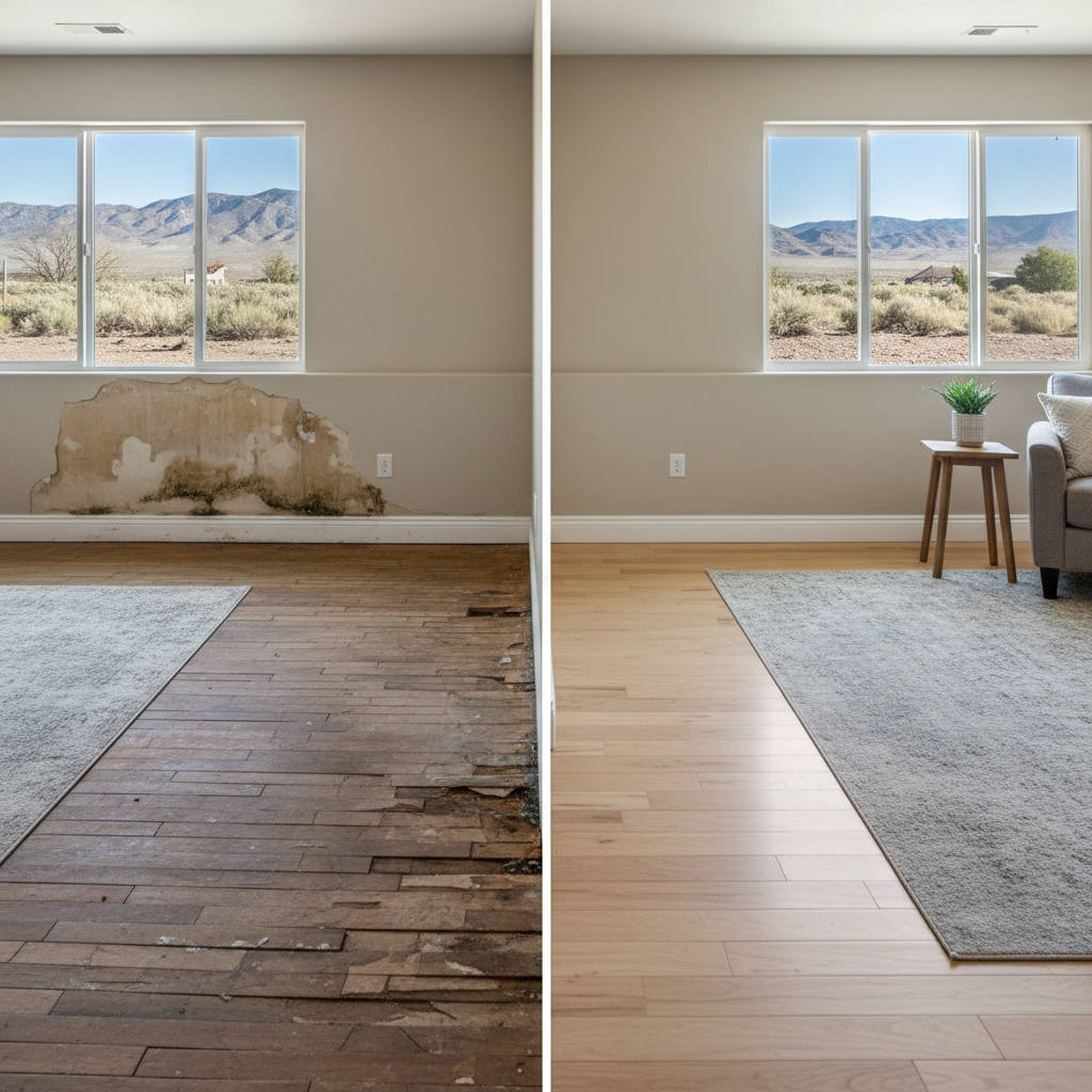 Completed flood restoration work at a residential property in Goshen, UT