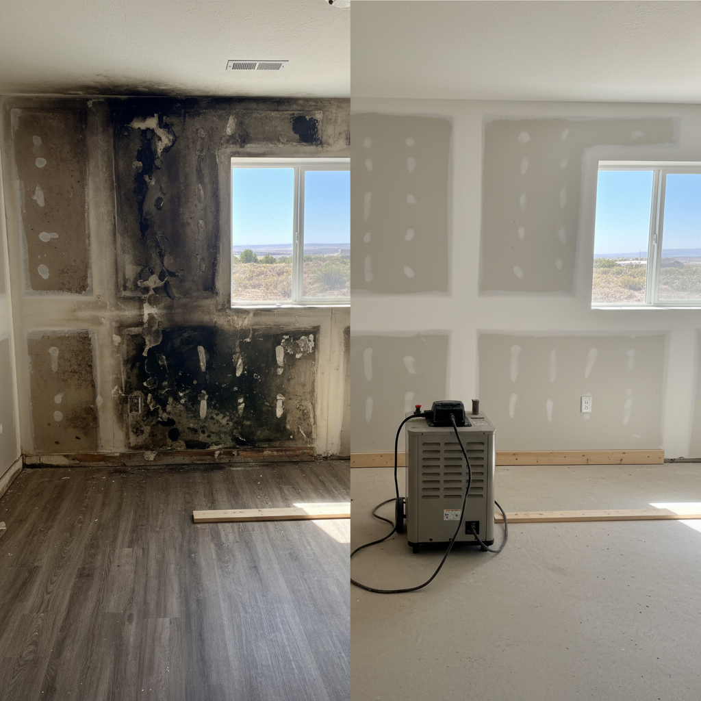Completed water damage-related mold removal work at a residential property in Pleasant Grove, UT