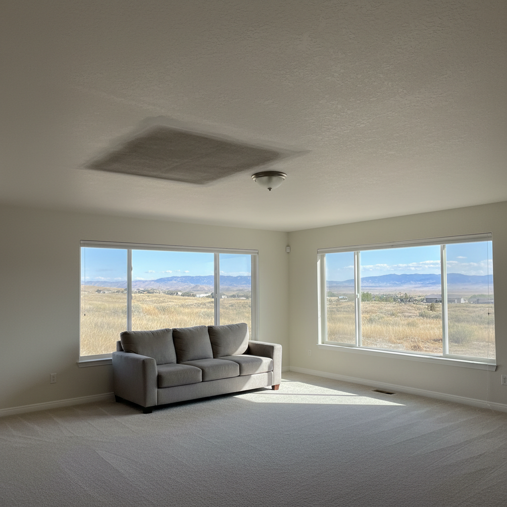 Completed ceiling water damage repair work at a residential property in Saratoga Springs, UT