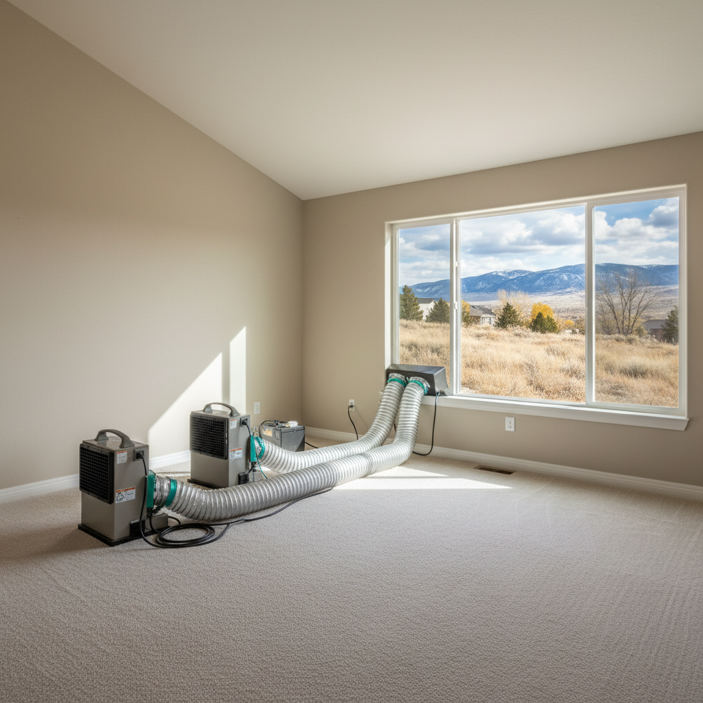 Completed dehumidification services work at a residential property in Springville, UT
