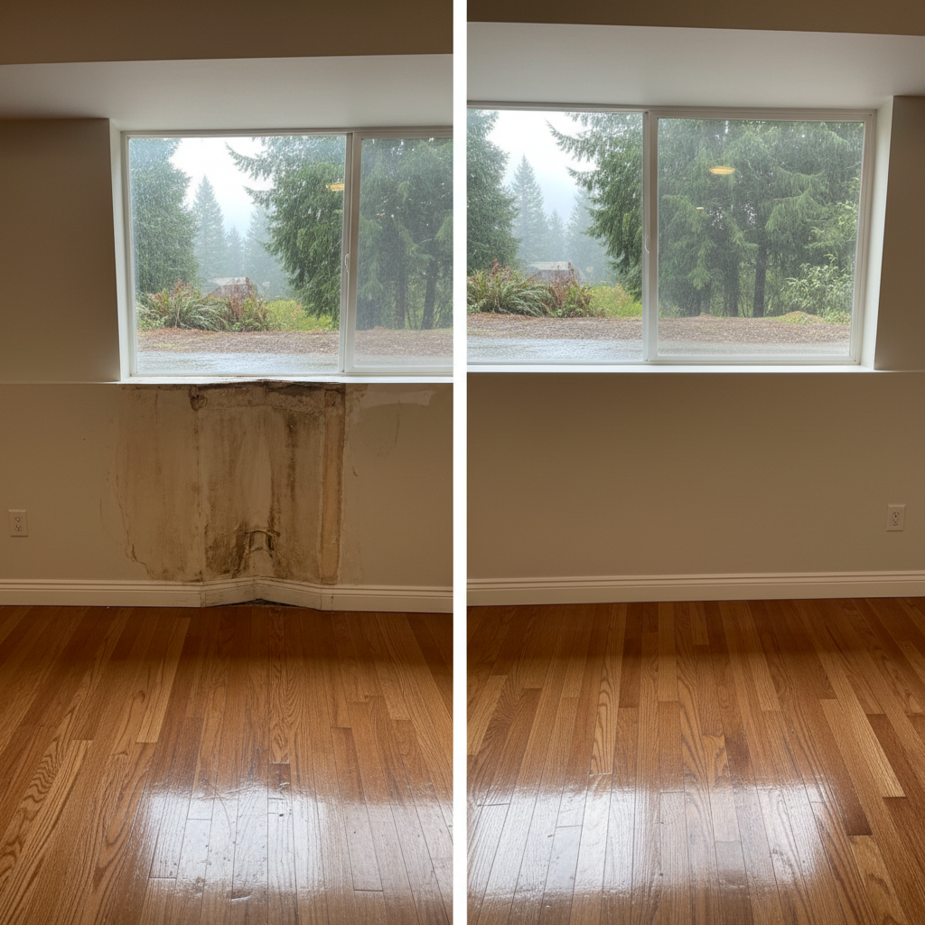 Completed water damage cleanup work at a residential property in Carnation, WA