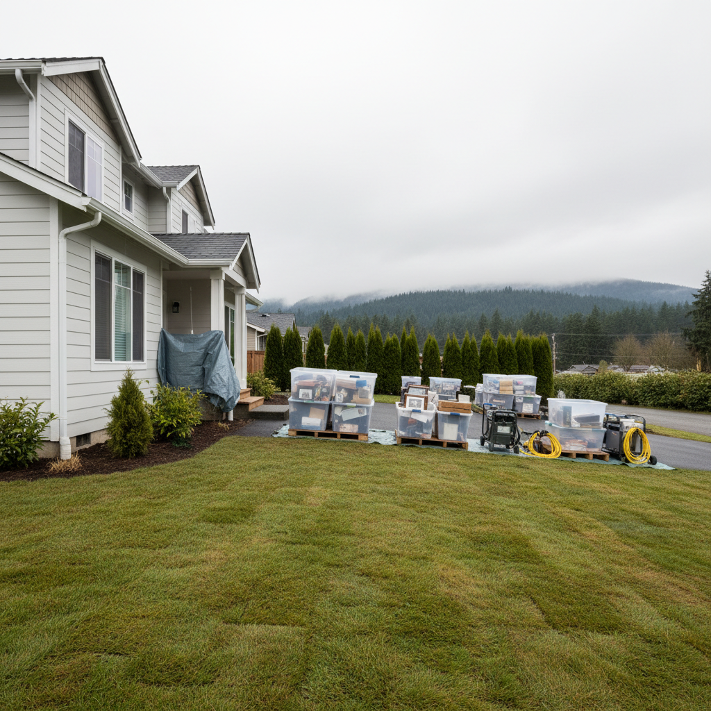 Completed content pack-out and restoration work at a residential property in Everett, WA