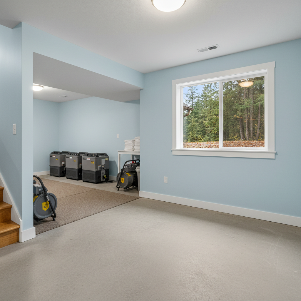 Completed basement water removal work at a residential property in Granite Falls, WA