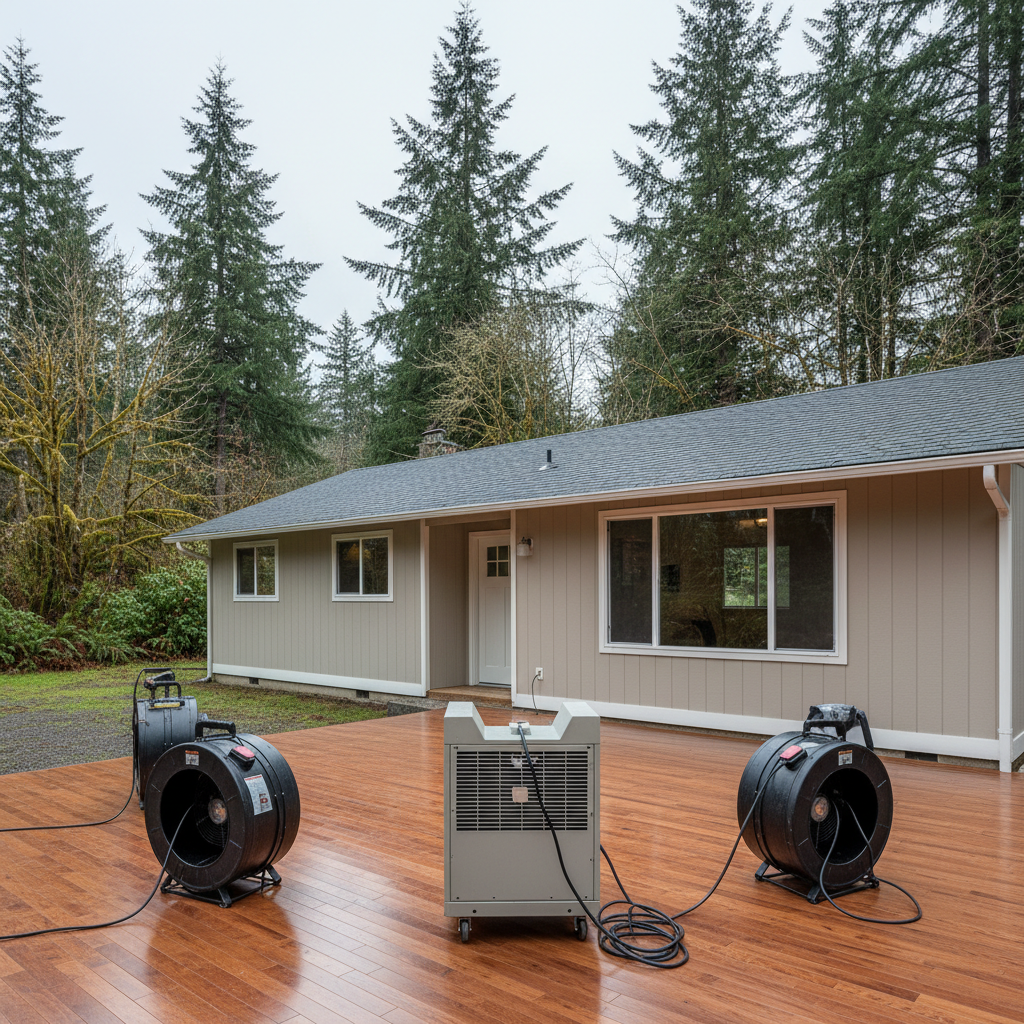 Completed dehumidification services work at a residential property in Littlerock, WA