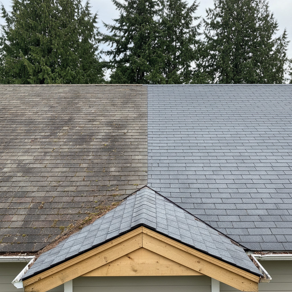 Completed roof leak water damage repair work at a residential property in Marysville, WA