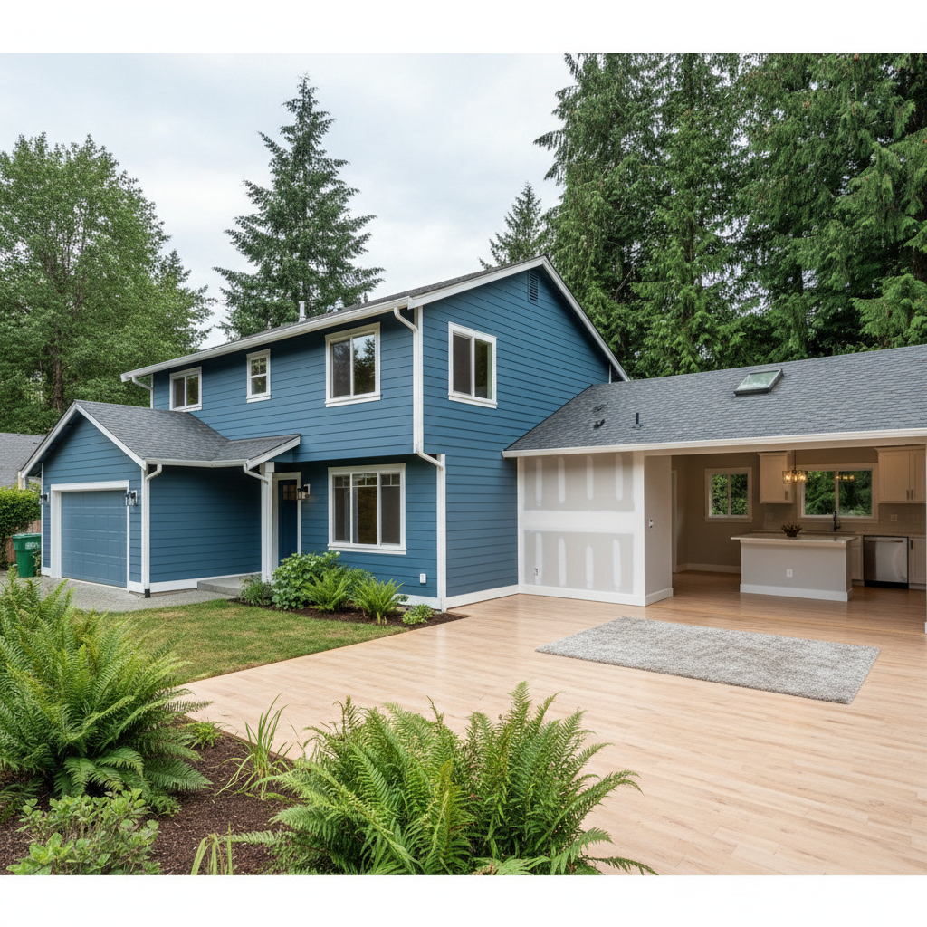 Completed water damage restoration work at a residential property in Monroe, WA