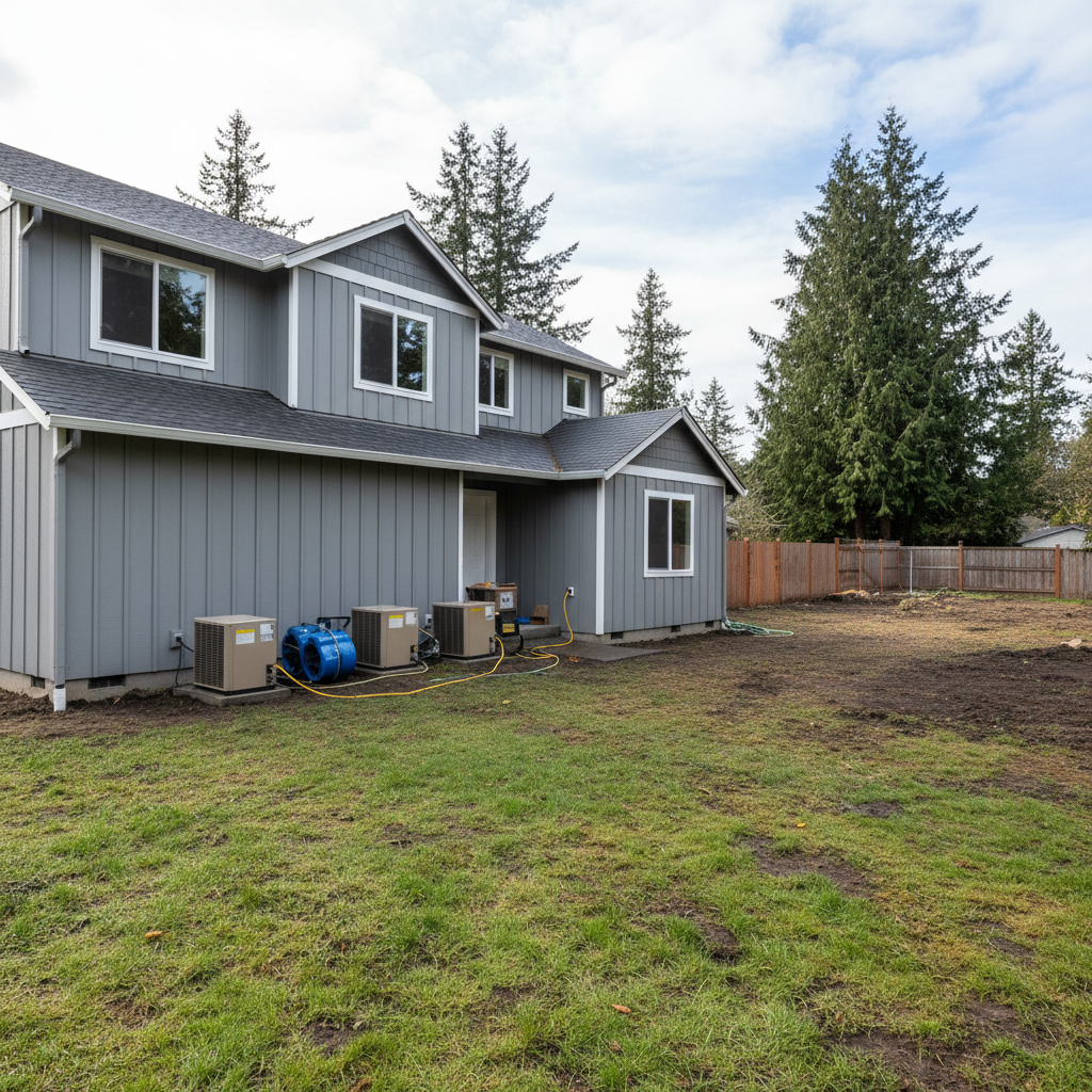 Completed water damage cleanup work at a residential property in Olympia, WA