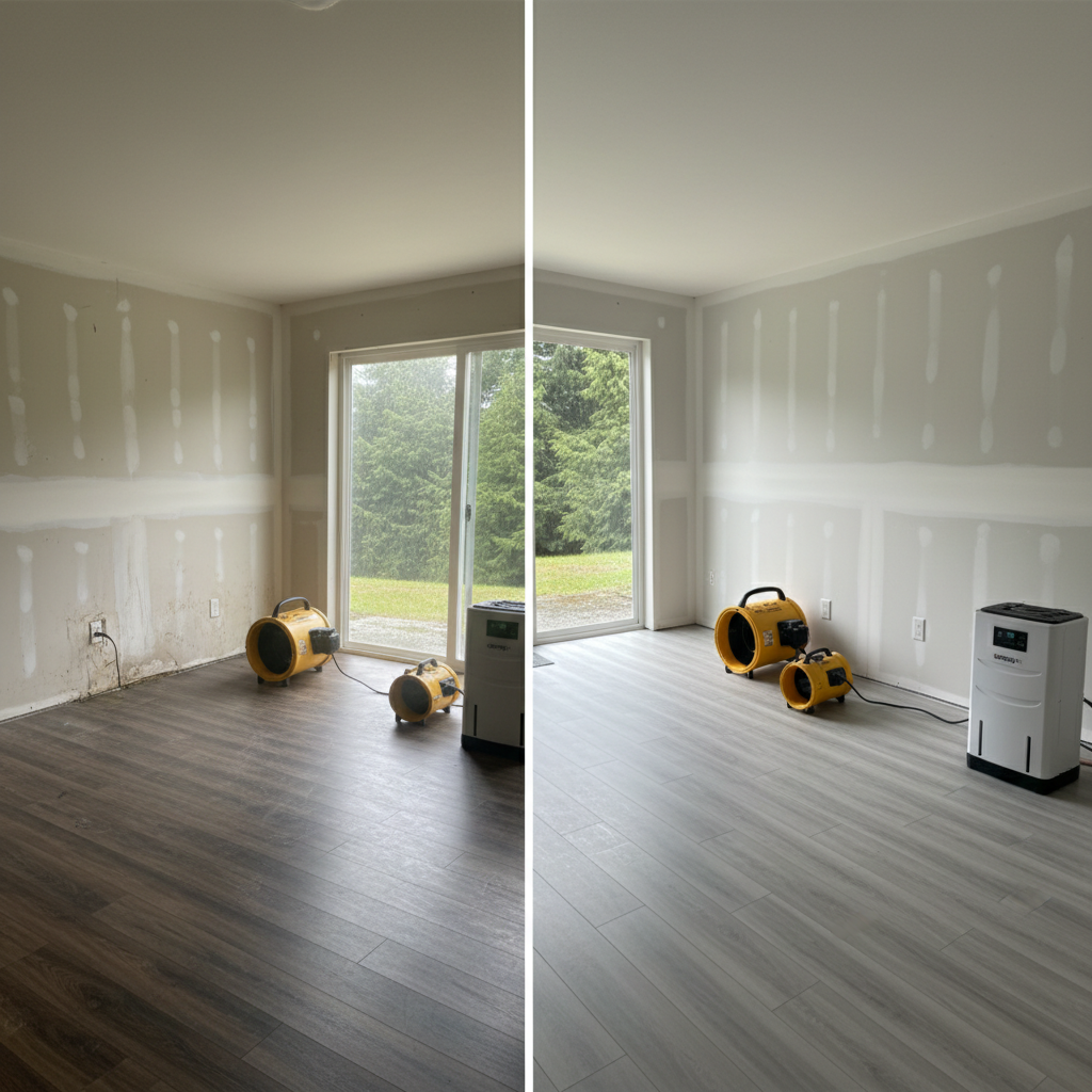Completed structural drying work at a residential property in Redmond, WA