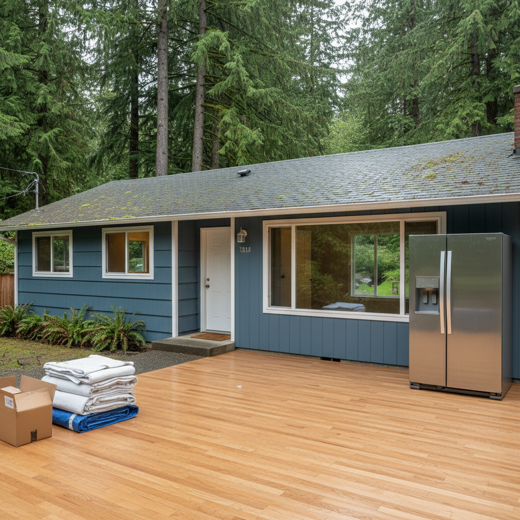 Completed appliance leak cleanup work at a residential property in Stanwood, WA