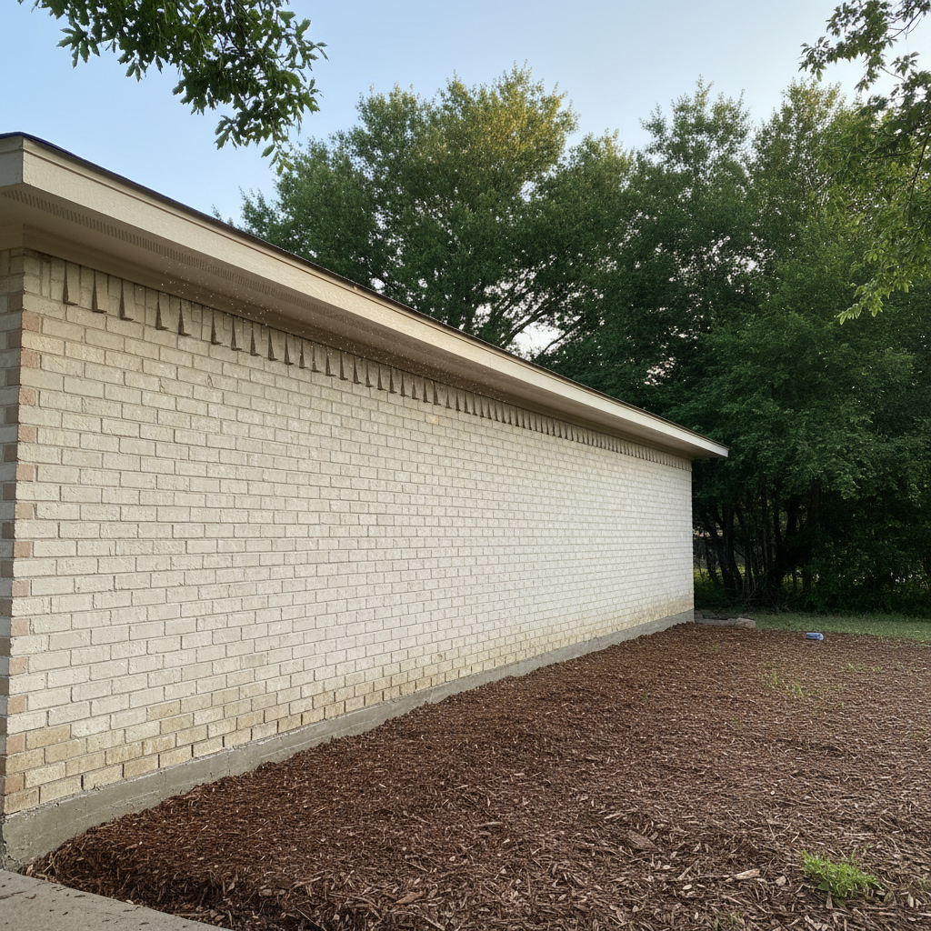 Completed masonry waterproofing work at a residential property in Rosenberg, TX