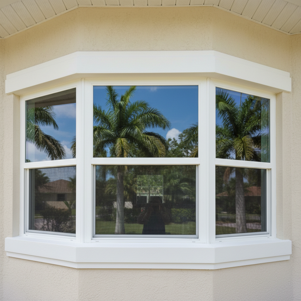 Completed bay window installation work at a residential property in Plantation, FL