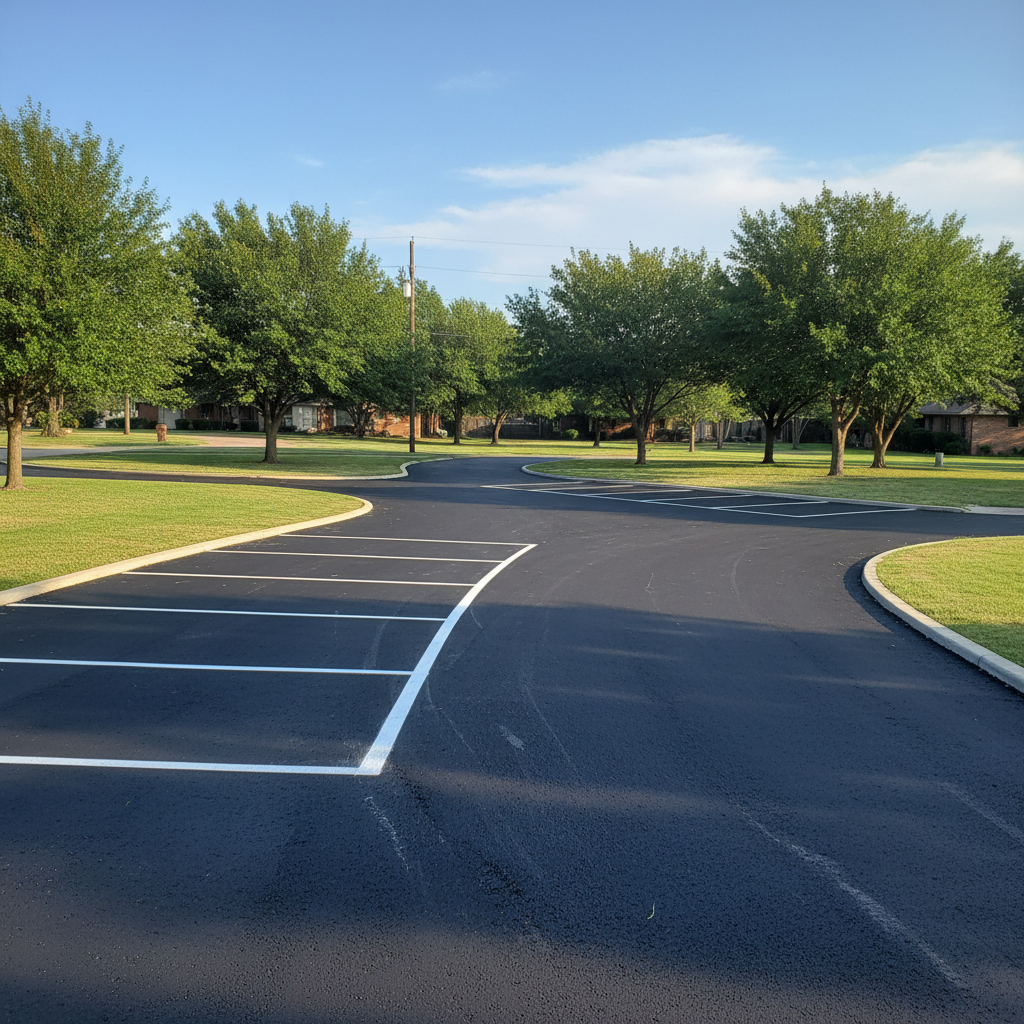 Completed asphalt striping work at a residential property in Snyder, TX