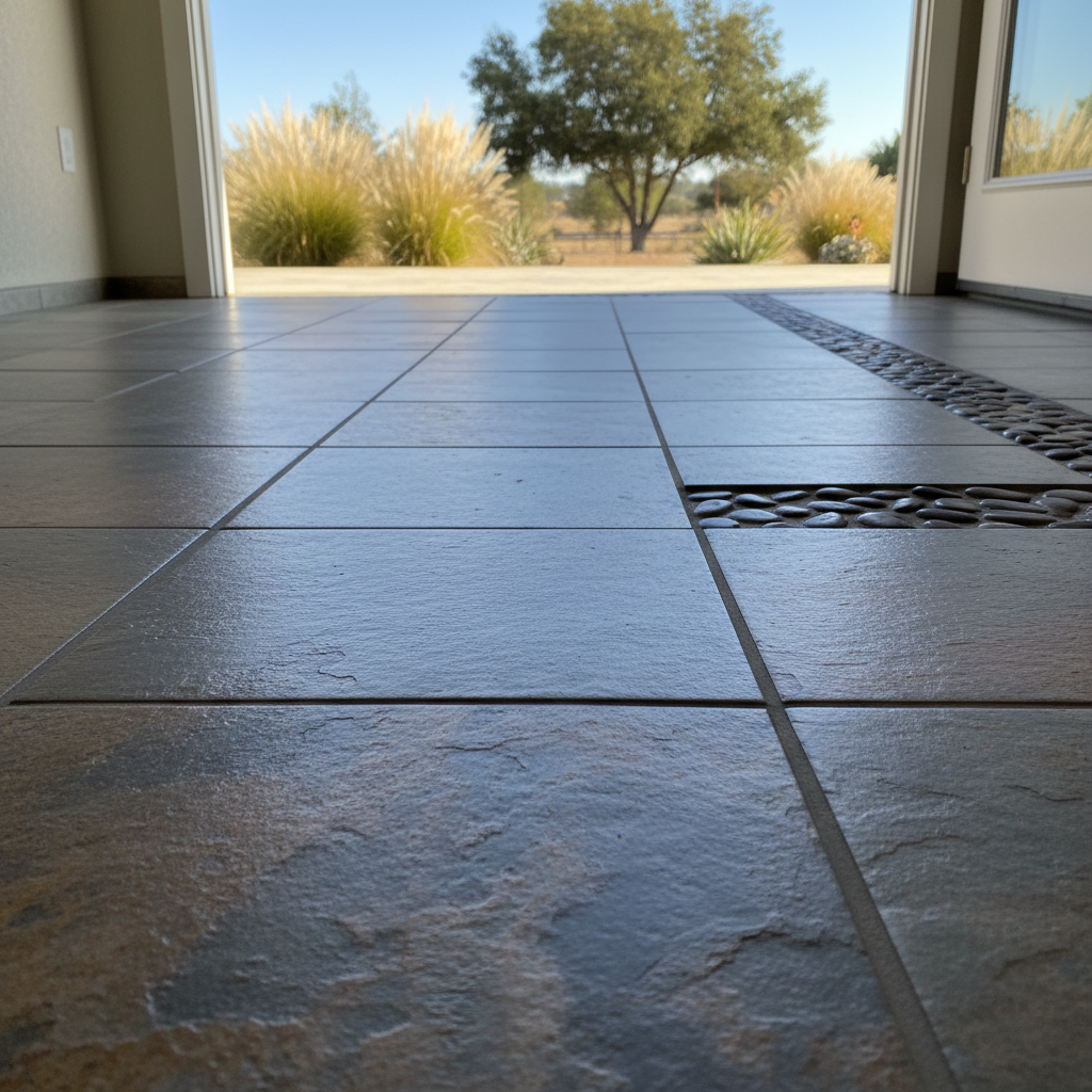 Completed floor tile installation work at a residential property in Elk Grove, CA