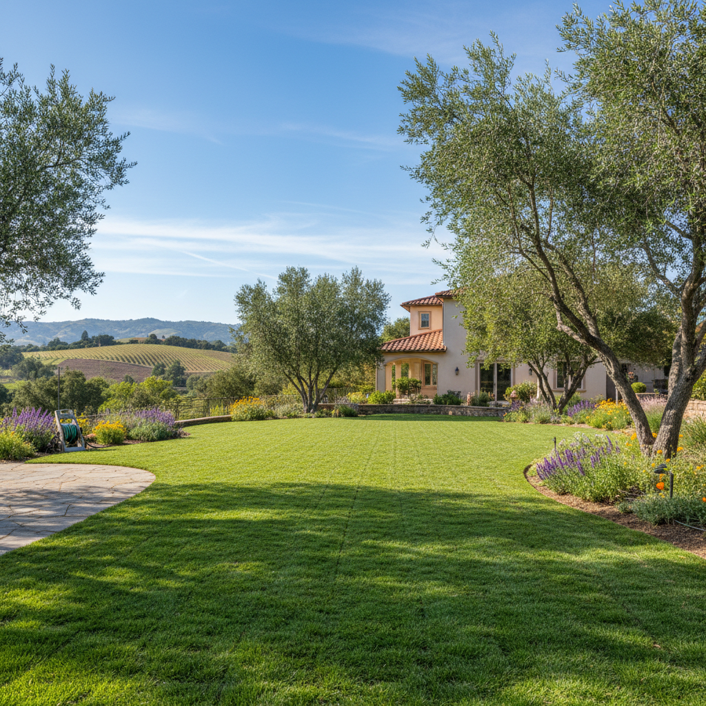 Completed sod installation work at a residential property in Napa, CA