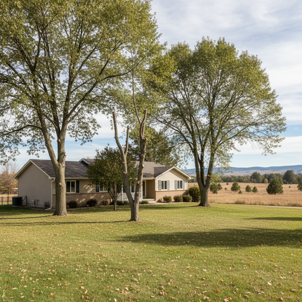 Completed tree trimming work at a residential property in Box Elder, SD