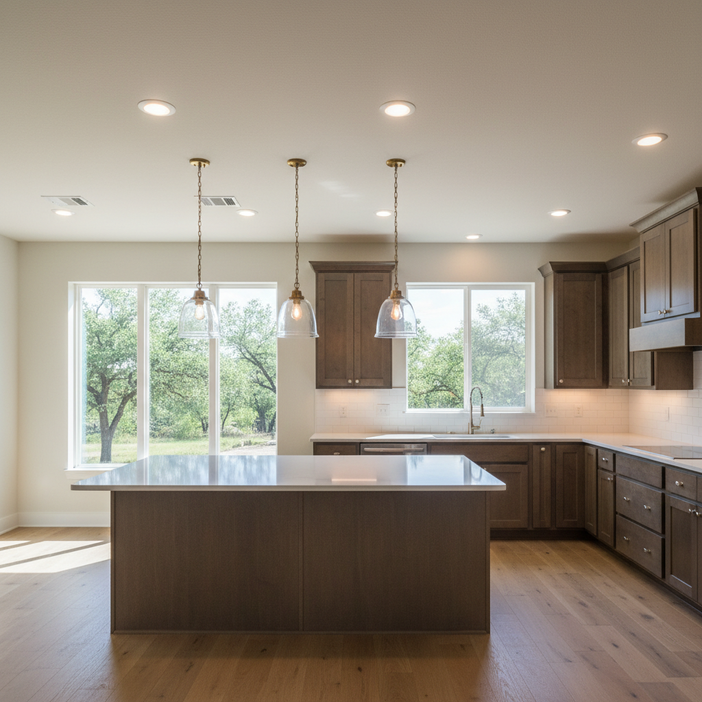 Completed kitchen lighting work at a residential property in Kyle, TX