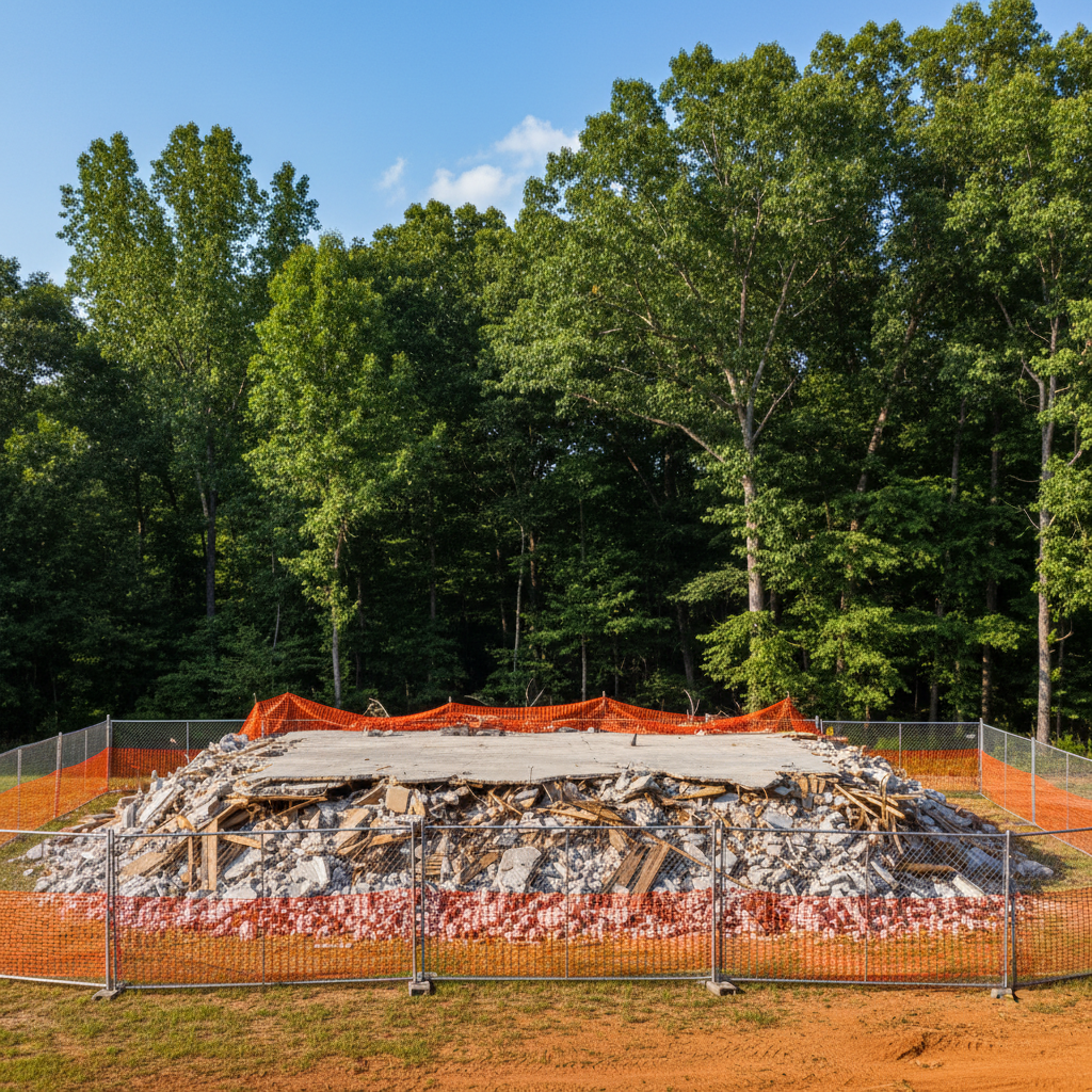 Completed full building demolition work at a residential property in High Point, NC
