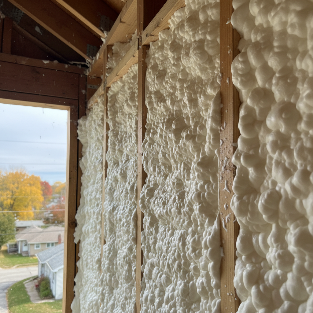 Completed open cell spray foam work at a residential property in Dearborn, MI