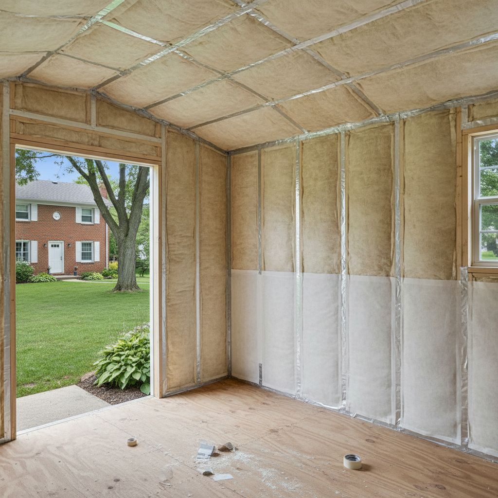 Completed shed insulation work at a residential property in Dearborn, MI
