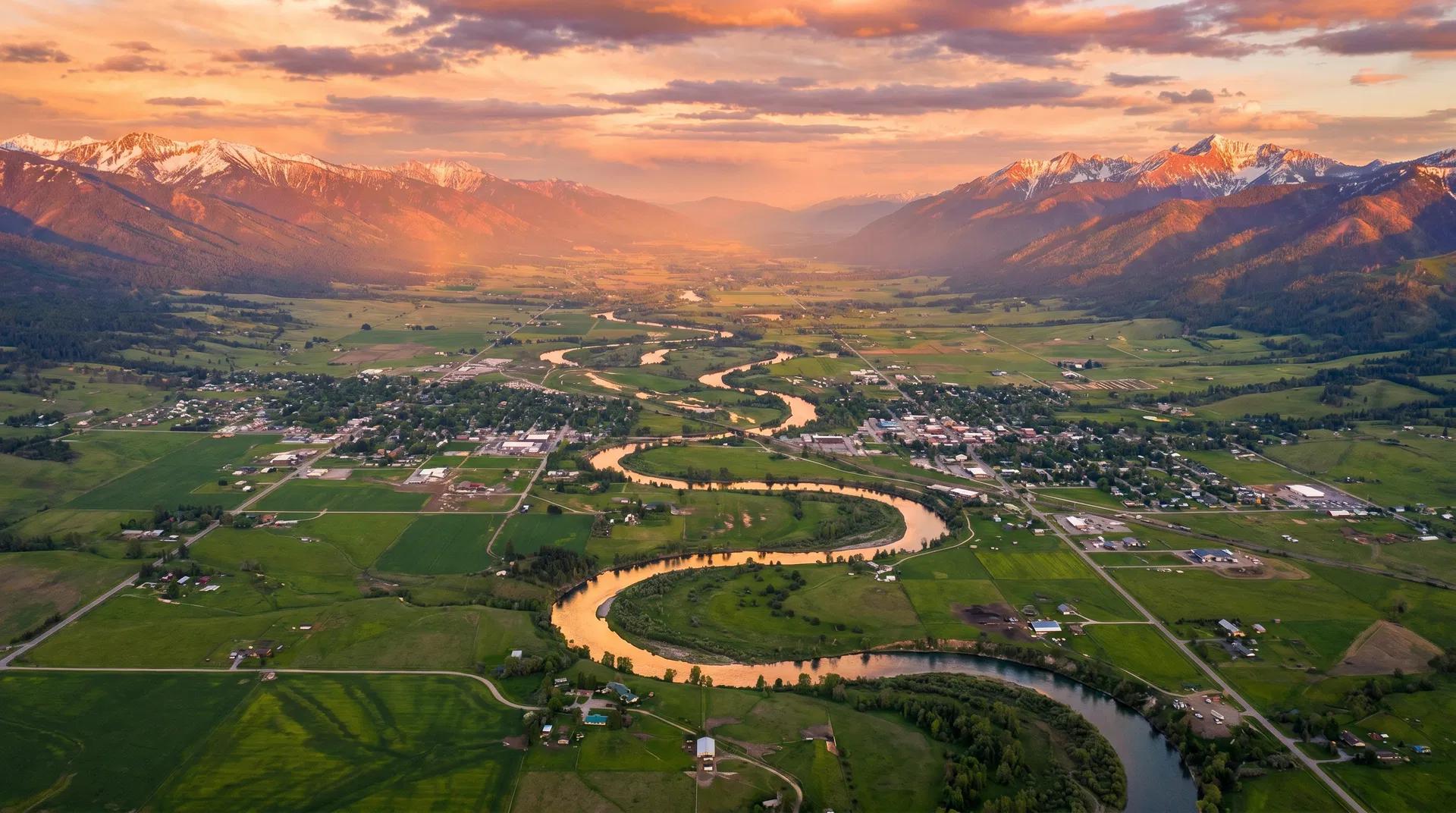 Bitterroot Valley Montana aerial view