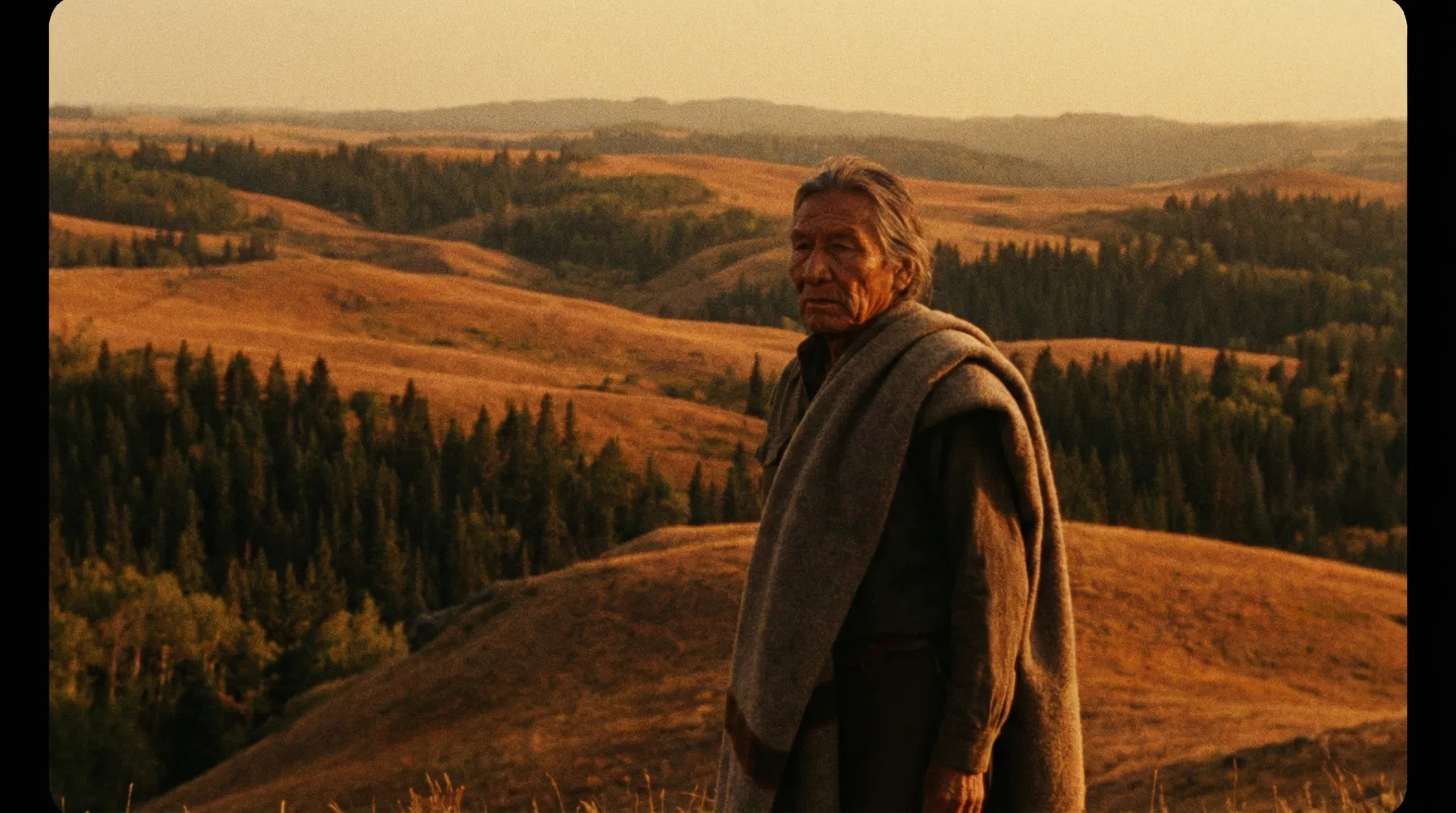 Indigenous elder in landscape