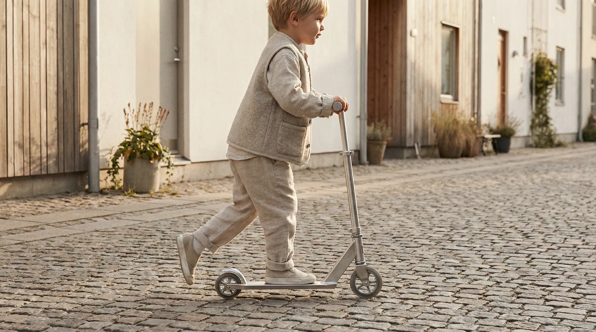 Nordic child on scooter