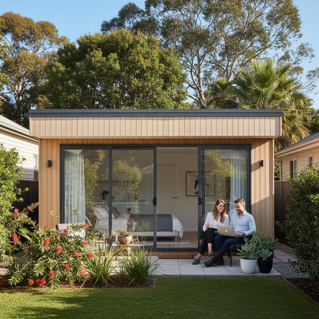 Modern granny flat, Sydney backyard, rental income.
