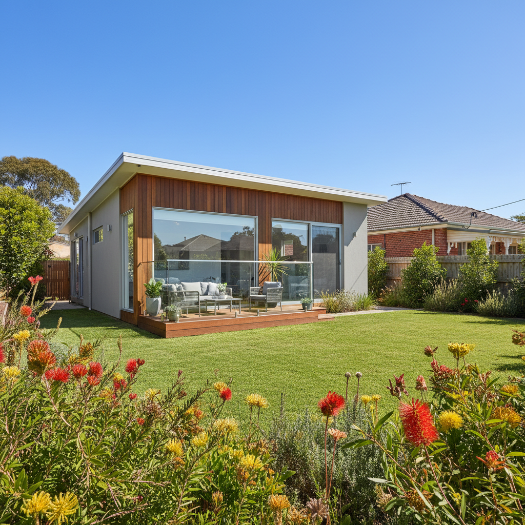 Modern two-bedroom granny flat in a Sydney backyard