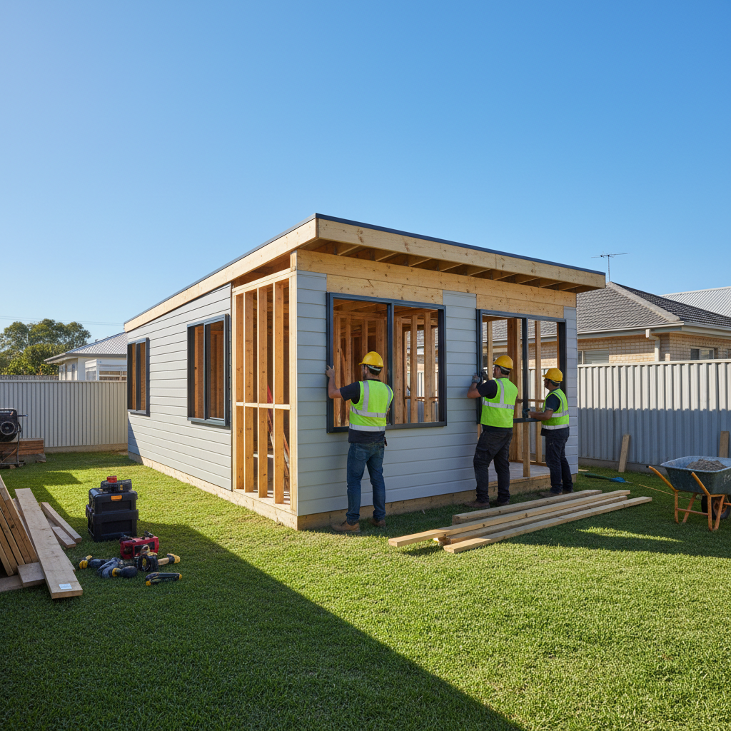 Modern granny flat construction in a Sydney backyard