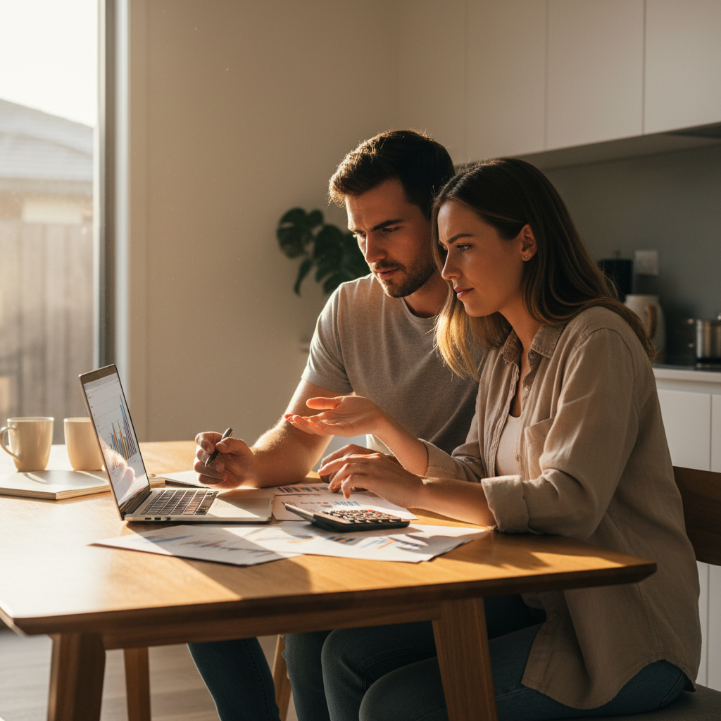 Couple discussing household budget