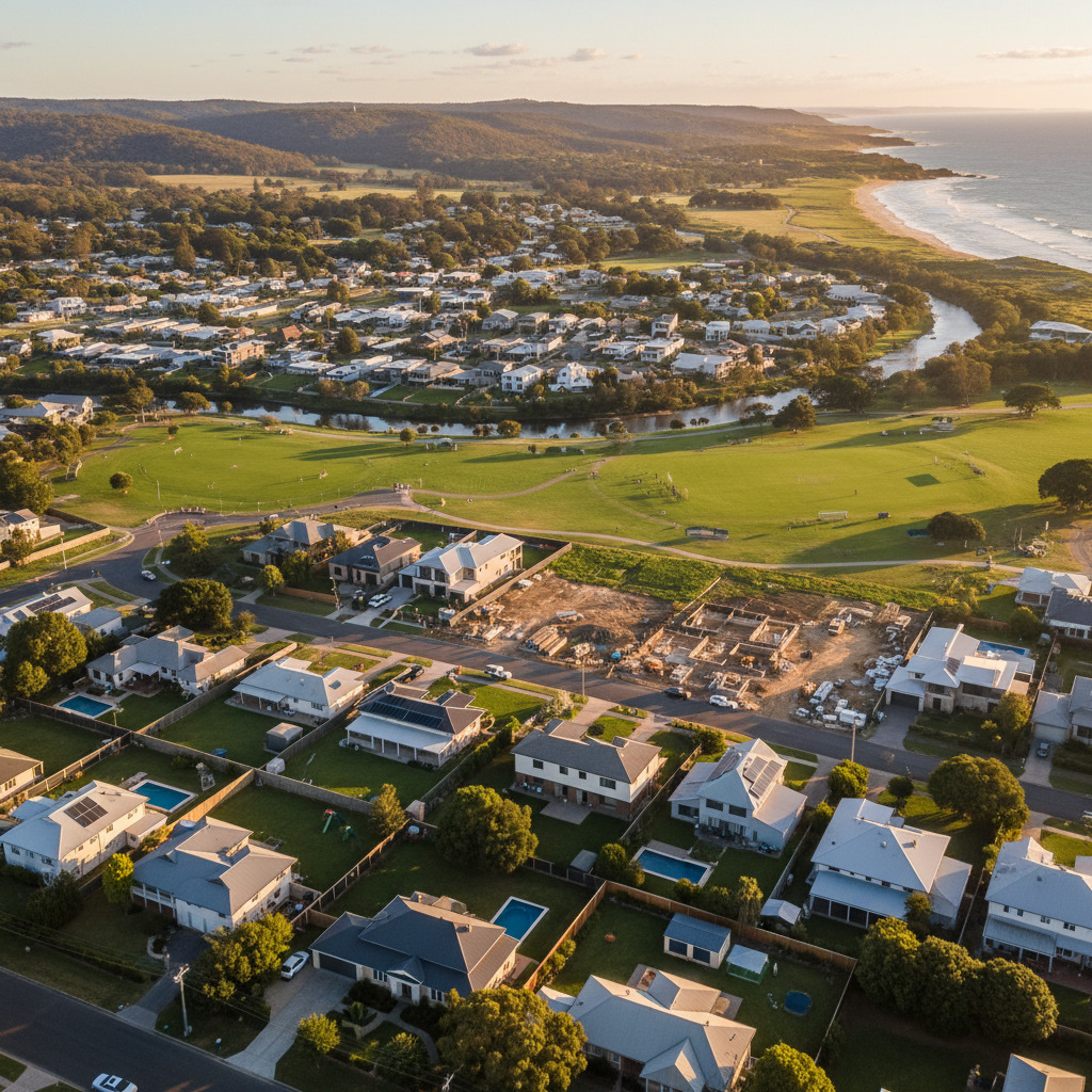 Aerial view of a growing Australian regional town