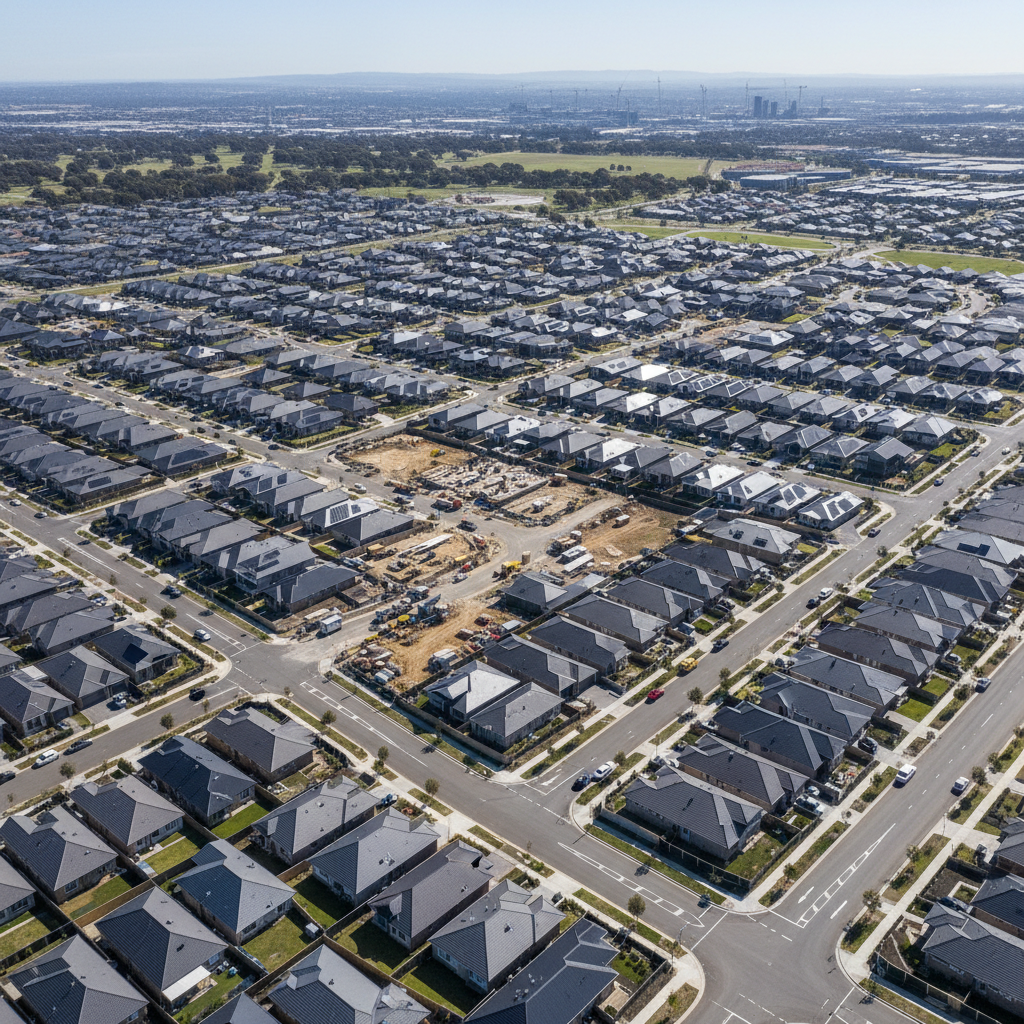 Melbourne suburban development with new houses