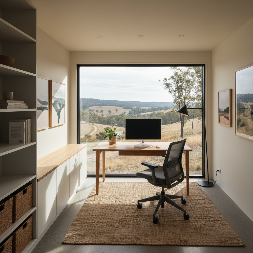 Modern home office inside an Australian prefab home