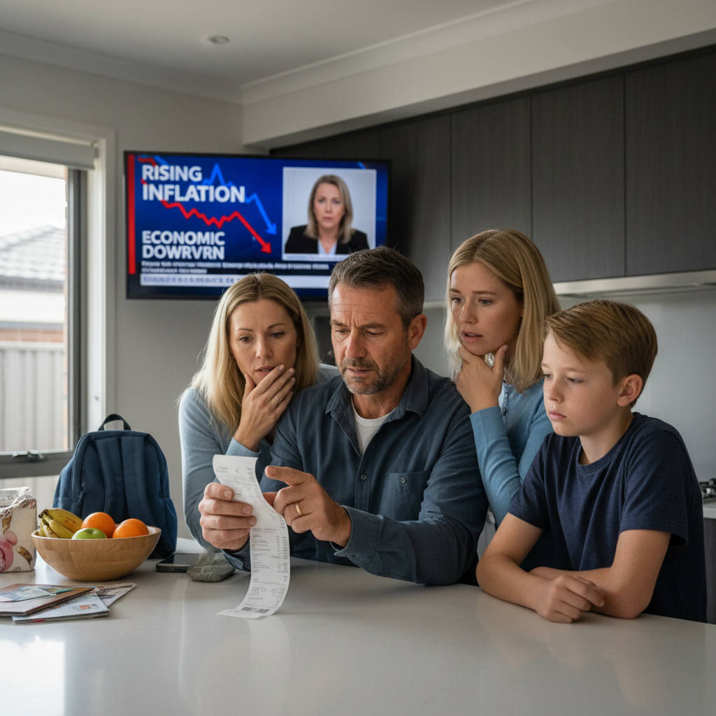 Australian family worried about high grocery prices.
