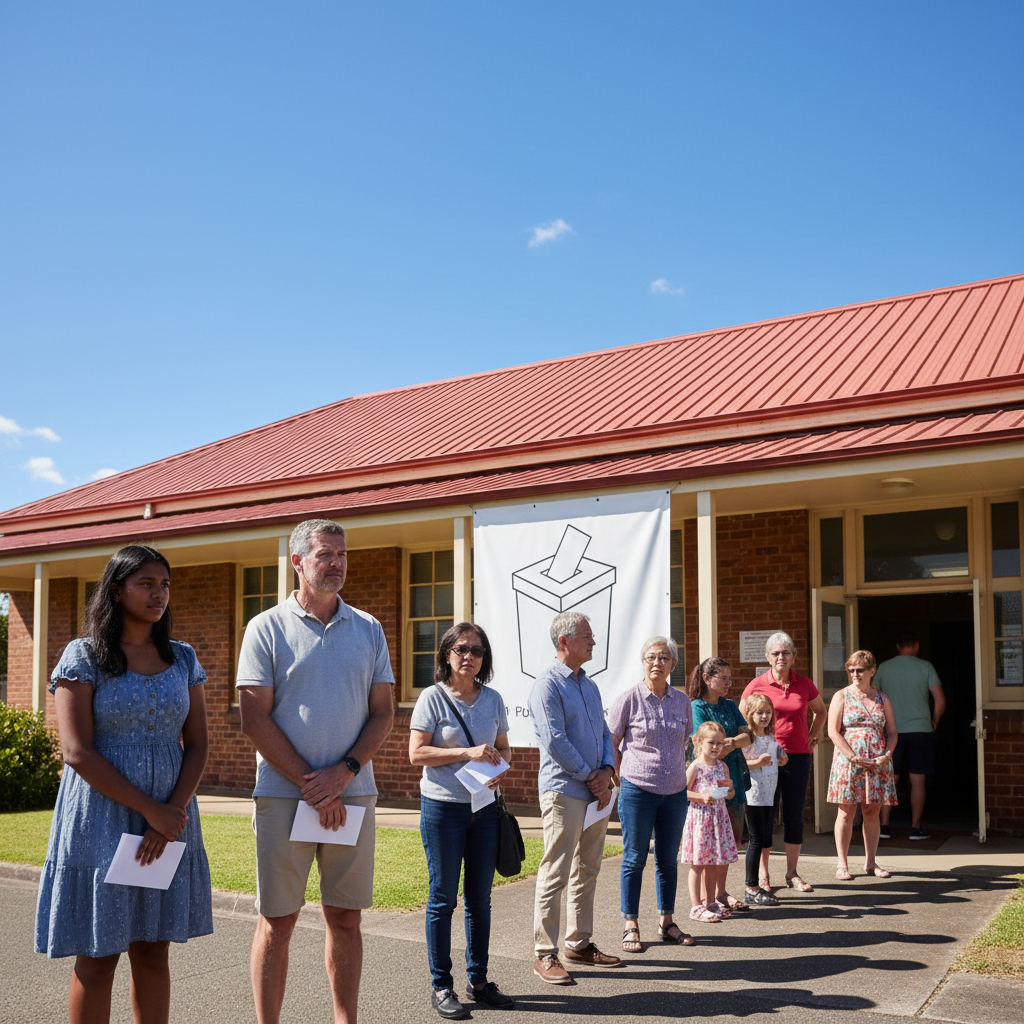 Australian voters queueing at a polling station