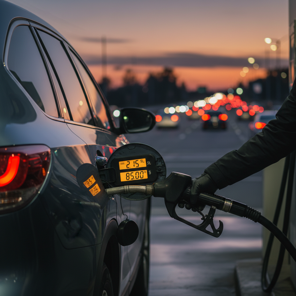 Fuel pump showing increased petrol prices