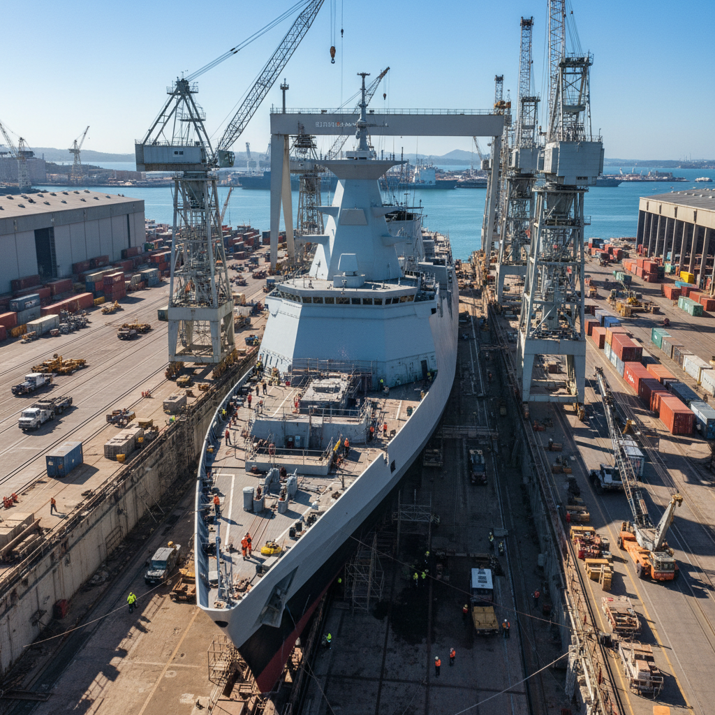 Advanced naval vessel under construction