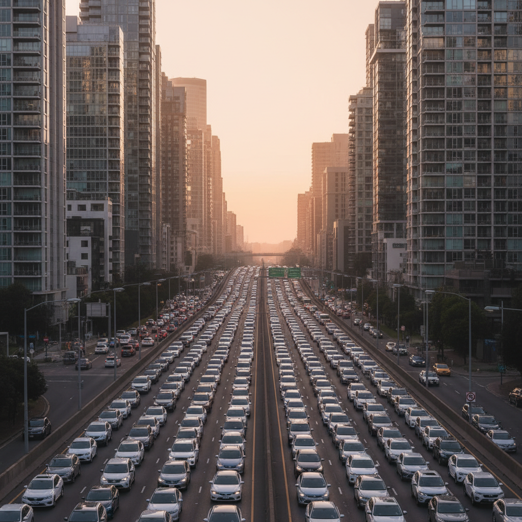 Urban traffic congestion in a major city