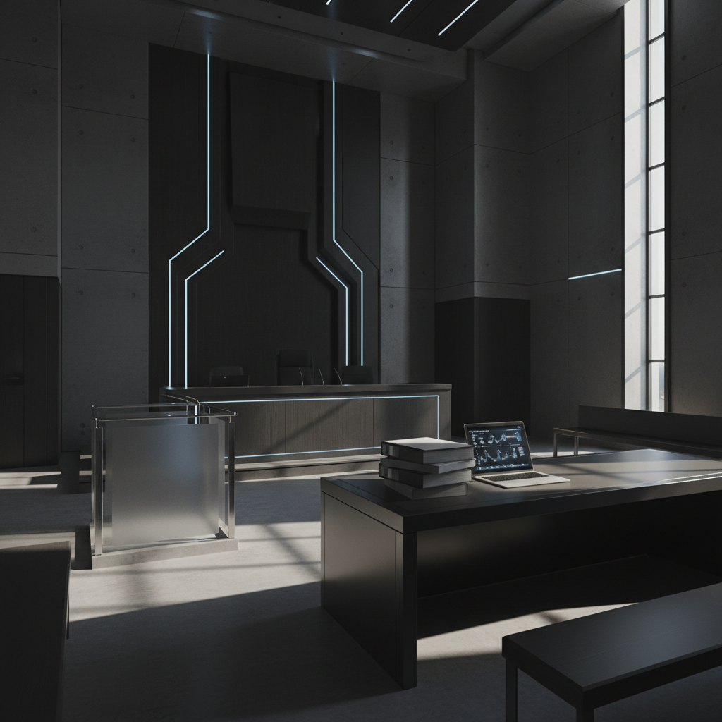 High-tech courtroom interior