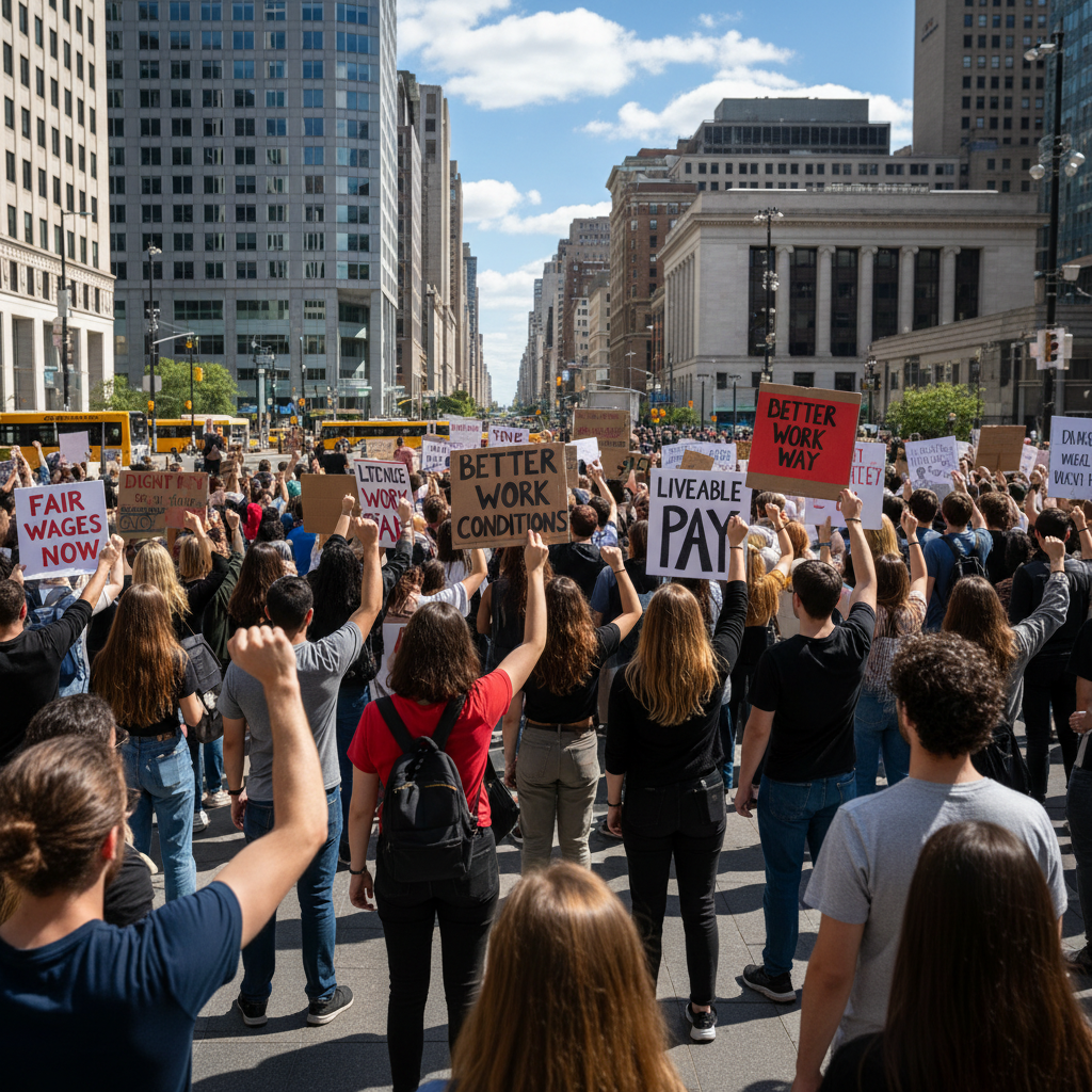 Global labor protest rally