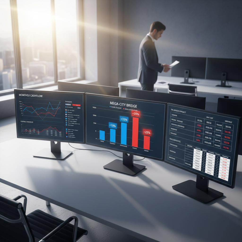 Financial dashboard showing infrastructure project cost analysis
